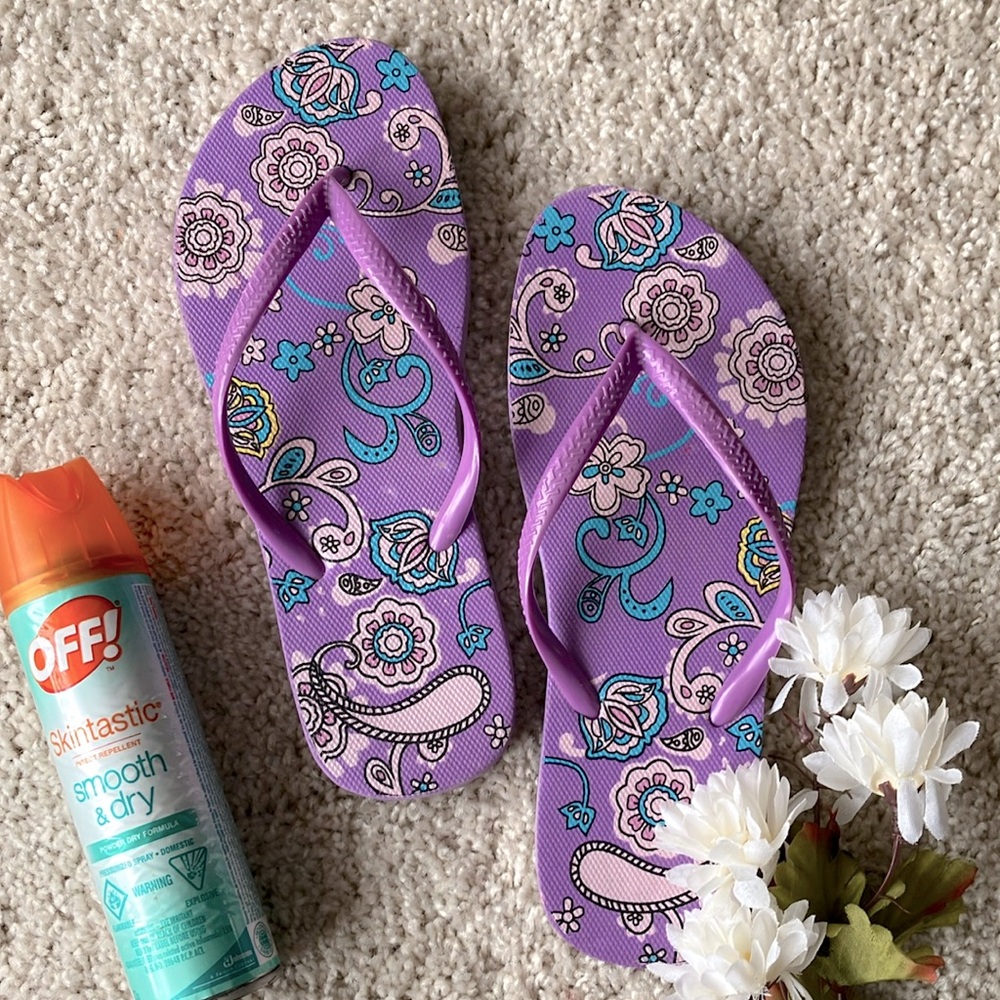 Purple Paisley Flip Flops